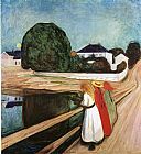 Edvard Munch Canvas Paintings - The Girls on the Bridge